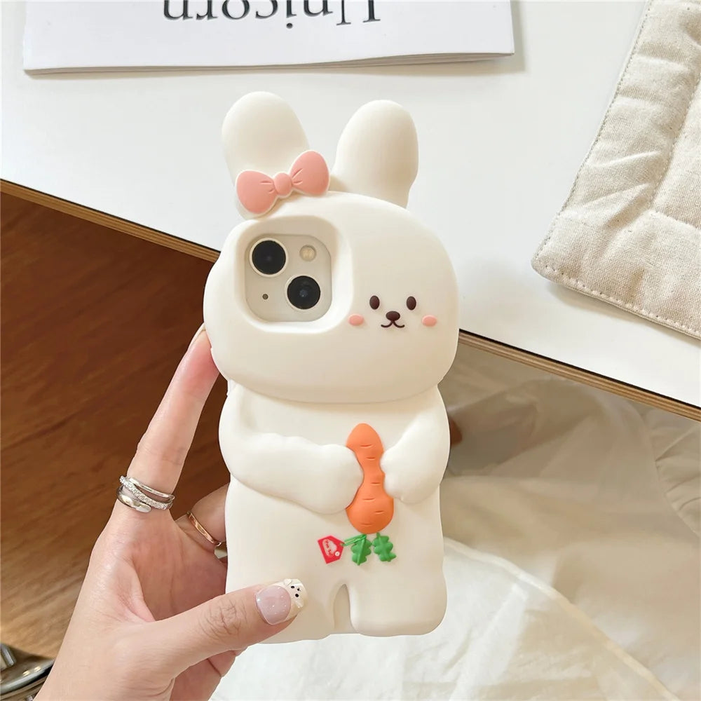 3D Cartoon Animal Rabbit Carrot iPhone Case