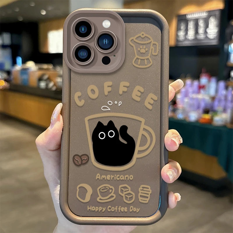 Cute Popular Coffee Cat Cartoon iPhone Case