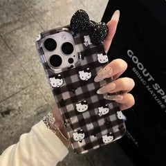 Hello Kitty Diamond Bowknot Lustre Lining Hard iPhone Case