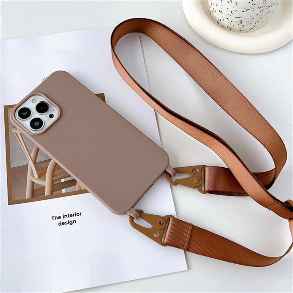 Crossbody Necklace Strap Lanyard Matte Silicone iPhone Case