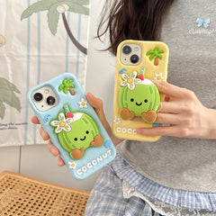 Coconut Telescopic Bracket Soft Silicone iPhone Case