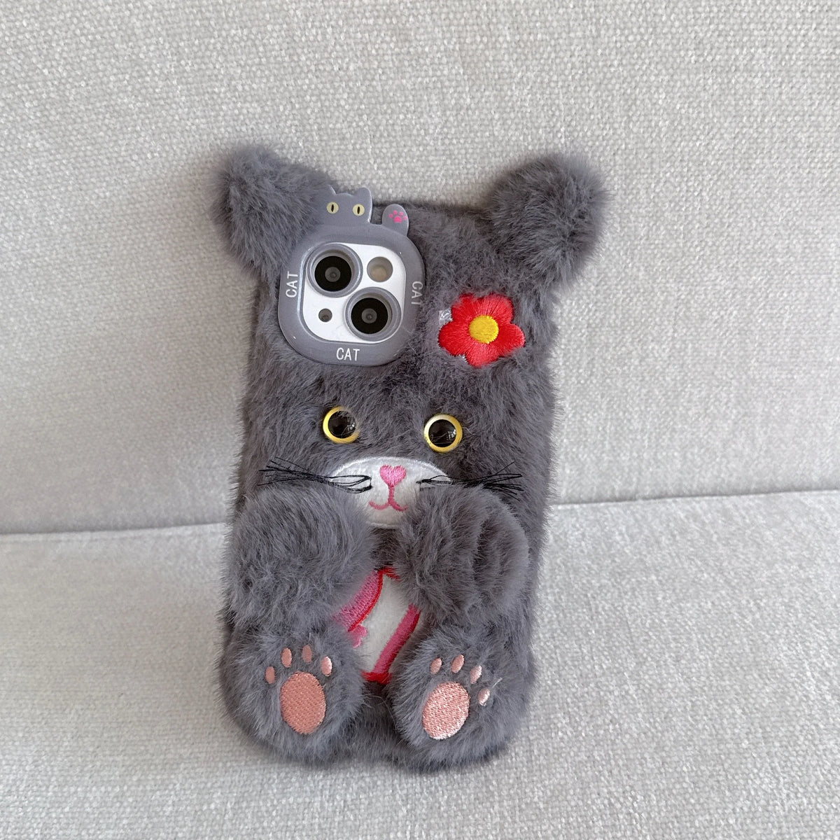 Cute Flower Cat Plush iPhone Case