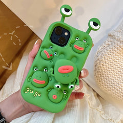 3D Cute Silicone Telescopic Bracket iPhone Case
