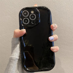 Wave Pattern Solid Color Cream iPhone Case