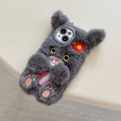 Cute Flower Cat Plush iPhone Case