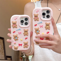 Cute Bowknot Bear Anime iPhone Case