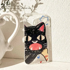 Doodle Angry Cat Silicone iPhone Case