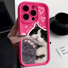 Candy Color Cute Cat Silicone iPhone Case