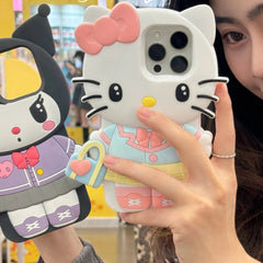 3D Cartoon Kuromi Hello Kitty Soft Silicone iPhone Case