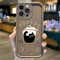 Cute Popular Coffee Cat Cartoon iPhone Case