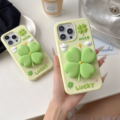 Lucky Charm 4-Leaf Clover with Retractable Kickstand iPhone Case