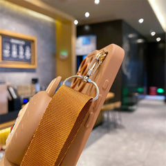 3D Cartoon Capybara Crossbody Strap Coin Wallet Lipstick Bag iPhone Case