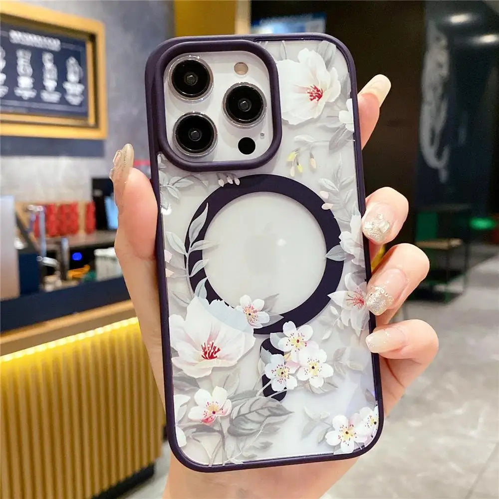 Flowers Floral Clear Magsafe iPhone Case