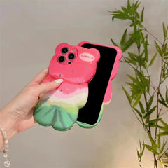 Cartoon 3D Cute Watermelon Bear Silicone iPhone Case