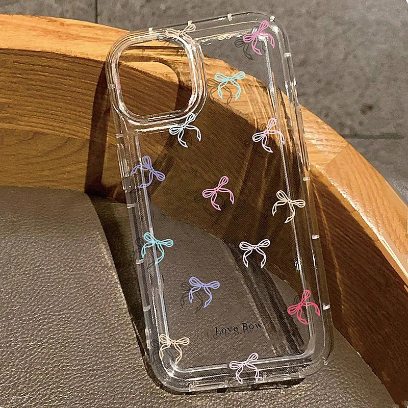 Colorful Bow Print Clear TPU iPhone Case