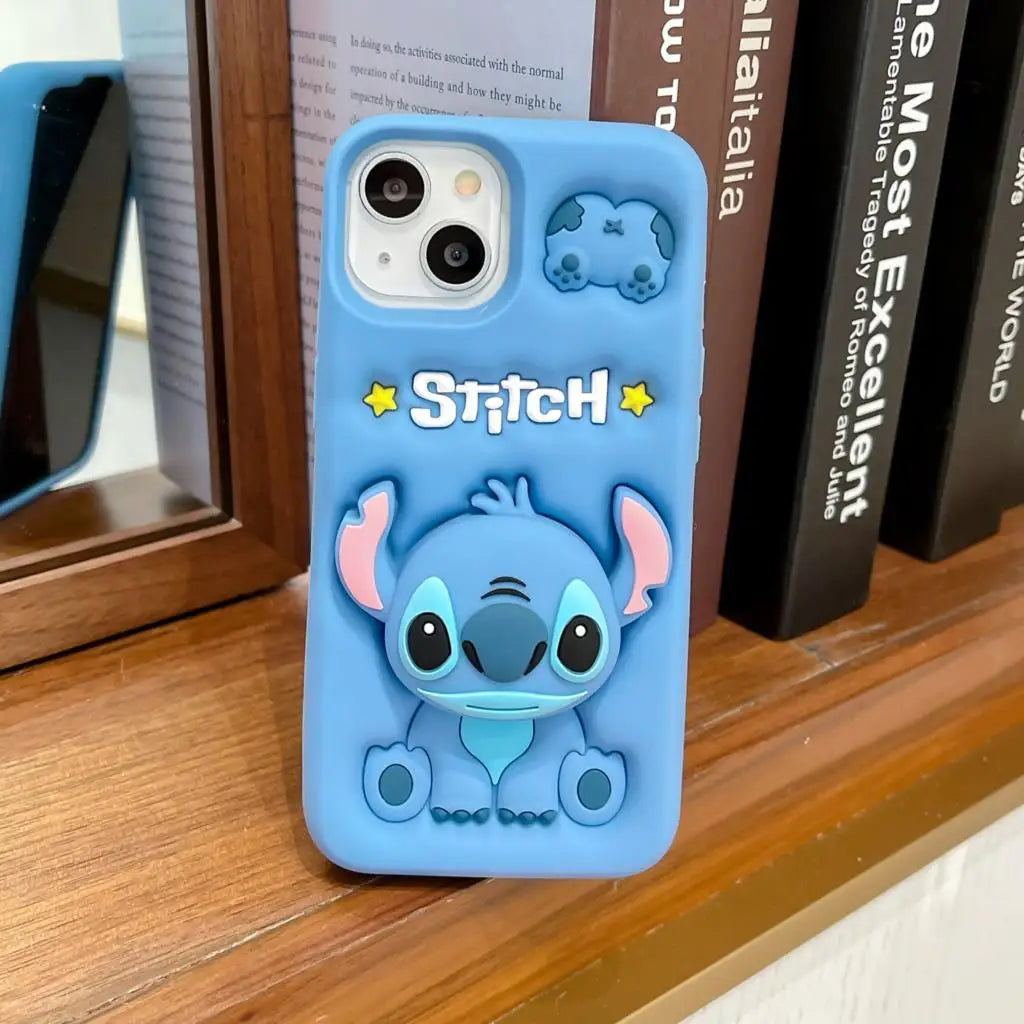 3D Stitch Kitty Face Grip Tok Holder Cartoon iPhone Case