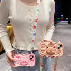 Cute Stand Pig and Stand Bear iPhone Case