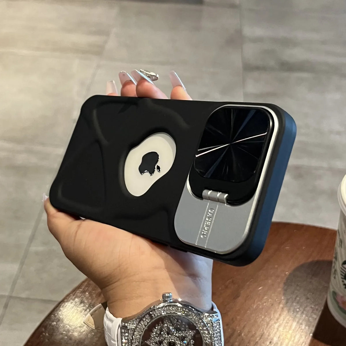 Lens Protection Flip Stand Magsafe Silicone iPhone Case