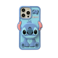 Funny Cartoon Stitch With Mirror Holder iPhone Case