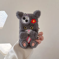 Cute Flower Cat Plush iPhone Case