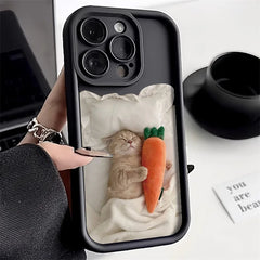 Candy Color Cute Cat Silicone iPhone Case