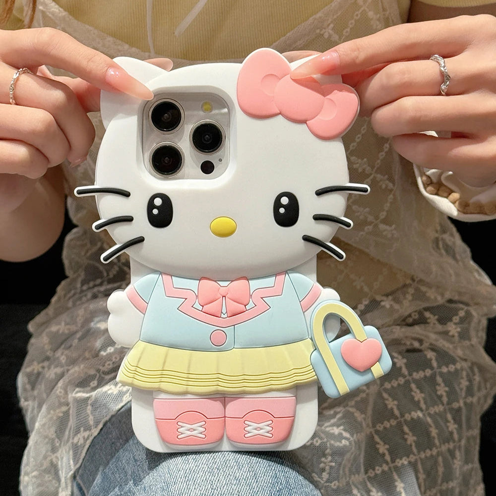 3D Cartoon Kuromi Hello Kitty Soft Silicone iPhone Case