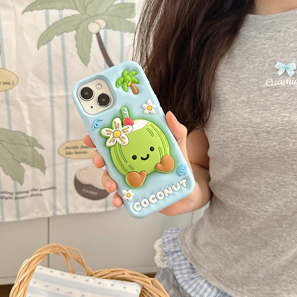 Coconut Telescopic Bracket Soft Silicone iPhone Case